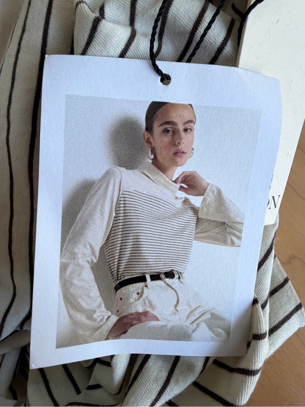 140~ NWT Nation LTD Organic Cotton Cream~ Black Striped Turtleneck Top M